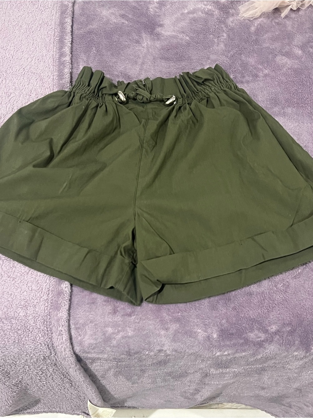 Habitual Olive Green Paperbag Waist Shorts
